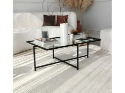 Mesa De Centro*Dmora Mesa de café saLote Dionit, Mesa de café, Porta-revistas para sofá, Prateleira para sala de estar, 94x64h35 cm, Preto