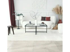 Mesa De Centro*Dmora Mesa de café saLote Dionit, Mesa de café, Porta-revistas para sofá, Prateleira para sala de estar, 94x64h35 cm, Preto