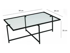 Mesa De Centro*Dmora Mesa de café saLote Dionit, Mesa de café, Porta-revistas para sofá, Prateleira para sala de estar, 94x64h35 cm, Preto