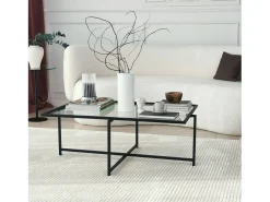 Mesa De Centro*Dmora Mesa de café saLote Dionit, Mesa de café, Porta-revistas para sofá, Prateleira para sala de estar, 94x64h35 cm, Preto