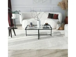 Mesa De Centro*Dmora Mesa de café saLote Dionit, Mesa de café, Porta-revistas para sofá, Prateleira para sala de estar, 94x64h35 cm, Preto