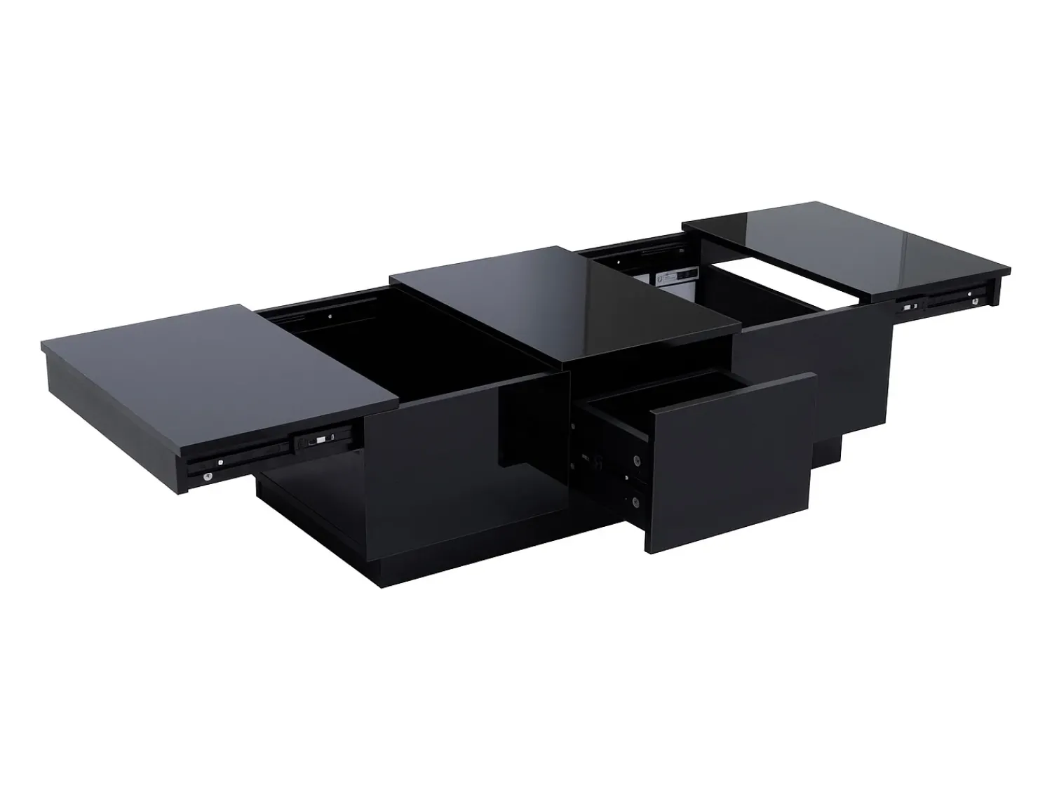 Mesa De Centro|ModernLuxe Mesa de café 100x31x50 cm - com 2 gavetas - Acabamento brilhante - Painéis de partículas - Preto