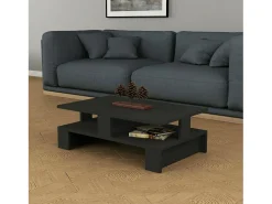Mesa De Centro*Dmora Mesa de caféAlotto Dlettier, Mesa baixa para café, Porta-revistas para sofá, Prateleira para sala de estar, 80x50h28 cm, Antracite Preto