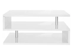 Outlet Dmora Mesa de caféDcambias, Mesa de estar, Armário de armazenamento baixo, Mesa de café, 90x55h41 cm, brilhante Branco