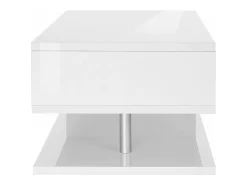 Outlet Dmora Mesa de caféDcambias, Mesa de estar, Armário de armazenamento baixo, Mesa de café, 90x55h41 cm, brilhante Branco