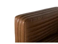 Sofá*Giner y colomer Mesa de canapés para 3 pessoas em couro estilo vintage com pés de aço. Castanho