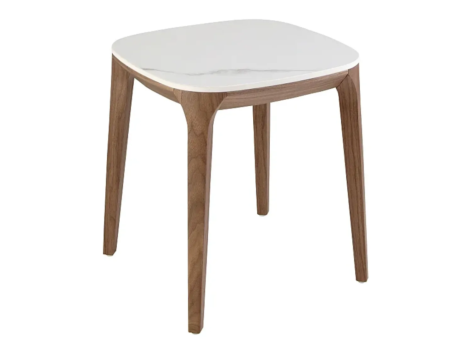 Mesa De Apoio|Angel Cerda Mesa de canto quadrada em mármore de porcelana e nogueira 2133 Bege