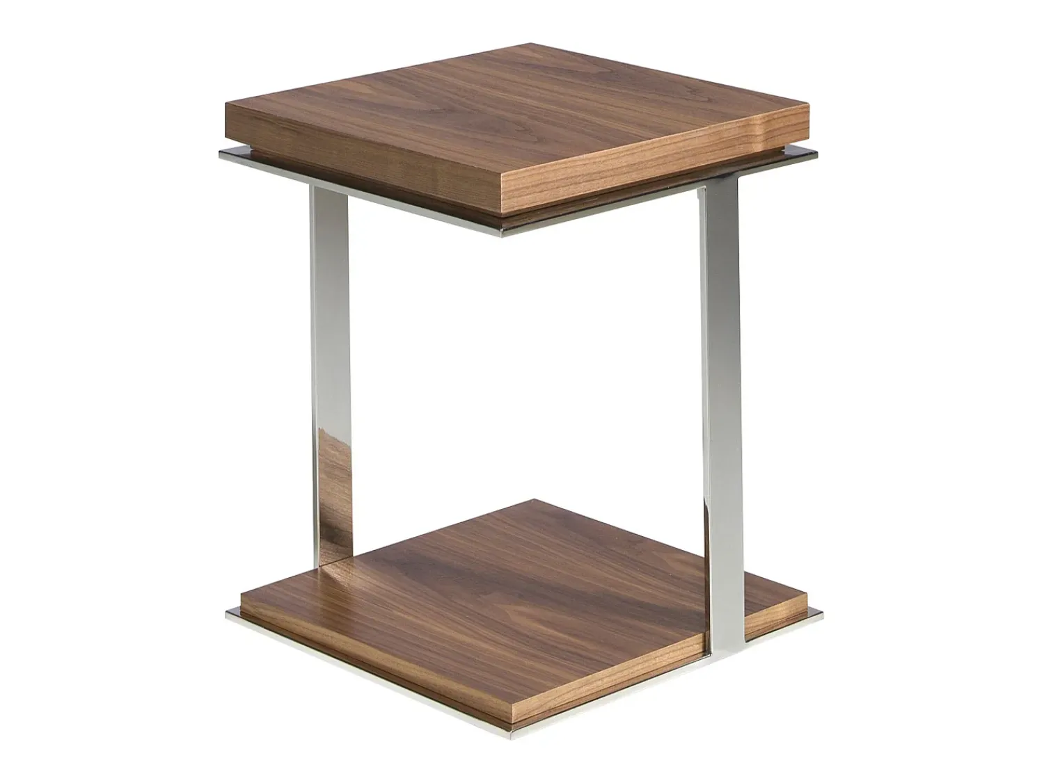 Discount Angel Cerda Mesa de canto quadrada em nogueira e aço cromado 2038 Castanho