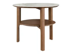 Mesa De Apoio*Angel Cerda Mesa de canto redonda em mármore de porcelana e nogueira 2047 Bege