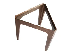 Mesa De Apoio*Angel Cerda Mesa de canto triangular em vidro temperado e nogueira 2107 Castanho