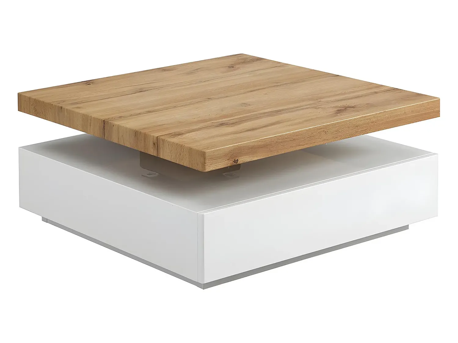 Mesa De Centro*Vente-unique Mesa de centro - 1 gaveta e tampo giratório - MDF - Cor: branco e carvalho. KYRIA Natural claro / Branco