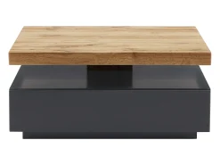Mesa De Centro*Vente-unique Mesa de centro - 1 gaveta e tampo giratório - MDF - Cor: antracite e carvalho. KYRIA Cinza antracite / Natural claro