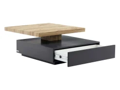 Mesa De Centro*Vente-unique Mesa de centro - 1 gaveta e tampo giratório - MDF - Cor: antracite e carvalho. KYRIA Cinza antracite / Natural claro