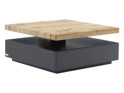 Mesa De Centro*Vente-unique Mesa de centro - 1 gaveta e tampo giratório - MDF - Cor: antracite e carvalho. KYRIA Cinza antracite / Natural claro
