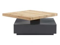 Mesa De Centro*Vente-unique Mesa de centro - 1 gaveta e tampo giratório - MDF - Cor: antracite e carvalho. KYRIA Cinza antracite / Natural claro