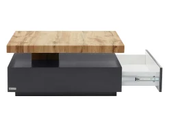 Mesa De Centro*Vente-unique Mesa de centro - 1 gaveta e tampo giratório - MDF - Cor: antracite e carvalho. KYRIA Cinza antracite / Natural claro