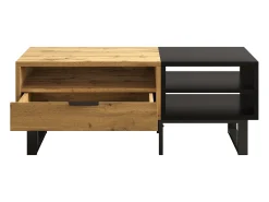 Mesa De Centro*ModernLuxe Mesa de centro - 1 gaveta e 2 compartimentos - Natural & Preto Preto / Natural claro
