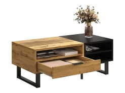 Mesa De Centro*ModernLuxe Mesa de centro - 1 gaveta e 2 compartimentos - Natural & Preto Preto / Natural claro
