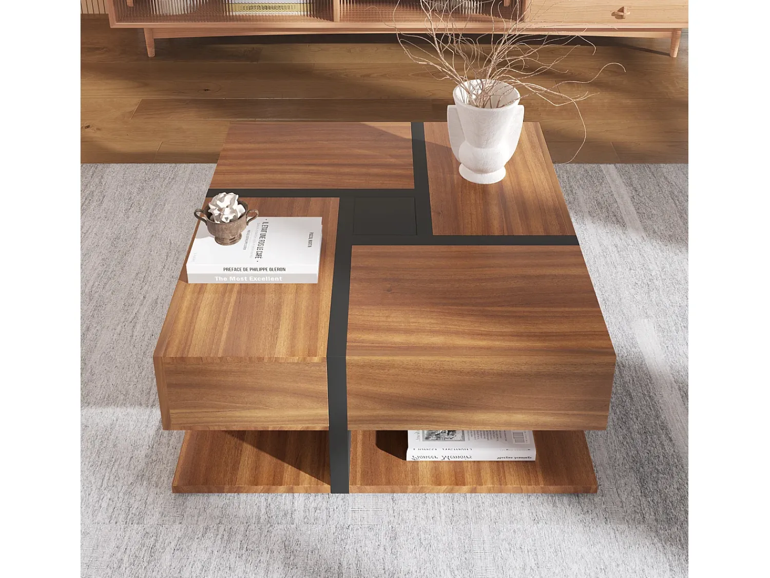 Mesa De Centro*Merax Mesa de centro - 4 gavetas - aglomerado - cor natural Natural claro