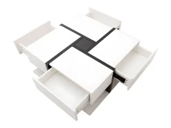 Mesa De Centro|ModernLuxe Mesa de centro - 4 gavetas - espaço de arrumação na parte inferior - 78x78x36cm - Branco e Preto Preto / Branco