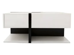 Mesa De Centro|ModernLuxe Mesa de centro - 4 gavetas - espaço de arrumação na parte inferior - 78x78x36cm - Branco e Preto Preto / Branco