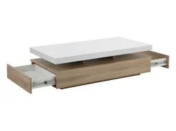 Outlet Vente-unique Mesa de centro - 2 gavetas - MDF - Cor: carvalho e lacado a branco. FELIX Natural claro / Branco