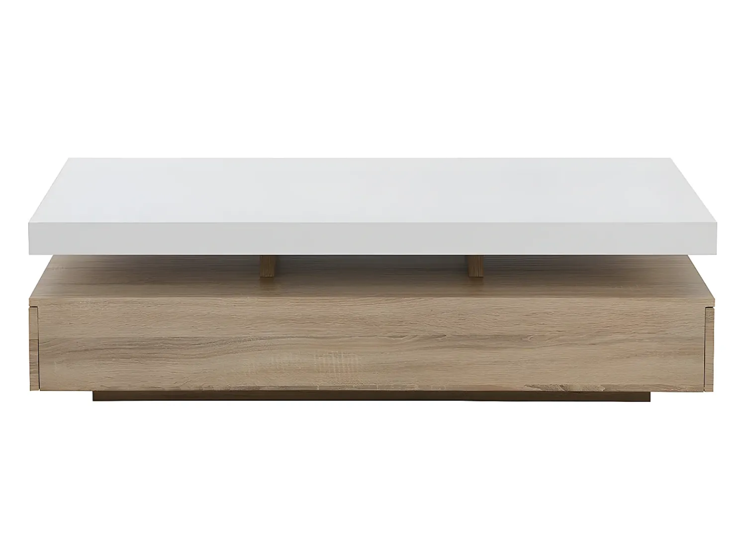 Outlet Vente-unique Mesa de centro - 2 gavetas - MDF - Cor: carvalho e lacado a branco. FELIX Natural claro / Branco