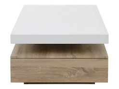Outlet Vente-unique Mesa de centro - 2 gavetas - MDF - Cor: carvalho e lacado a branco. FELIX Natural claro / Branco