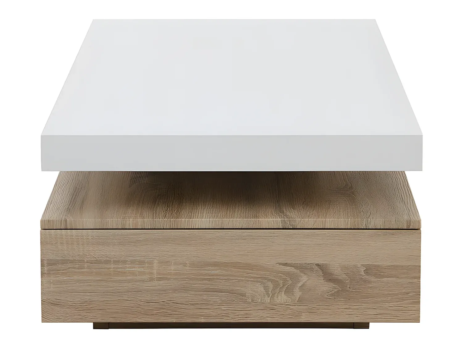 Outlet Vente-unique Mesa de centro - 2 gavetas - MDF - Cor: carvalho e lacado a branco. FELIX Natural claro / Branco