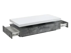 Sale Vente-unique Mesa de centro - 2 gavetas - MDF - Cor: cinza cimento e lacado a branco. FELIX Cinzento / Branco