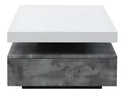 Sale Vente-unique Mesa de centro - 2 gavetas - MDF - Cor: cinza cimento e lacado a branco. FELIX Cinzento / Branco