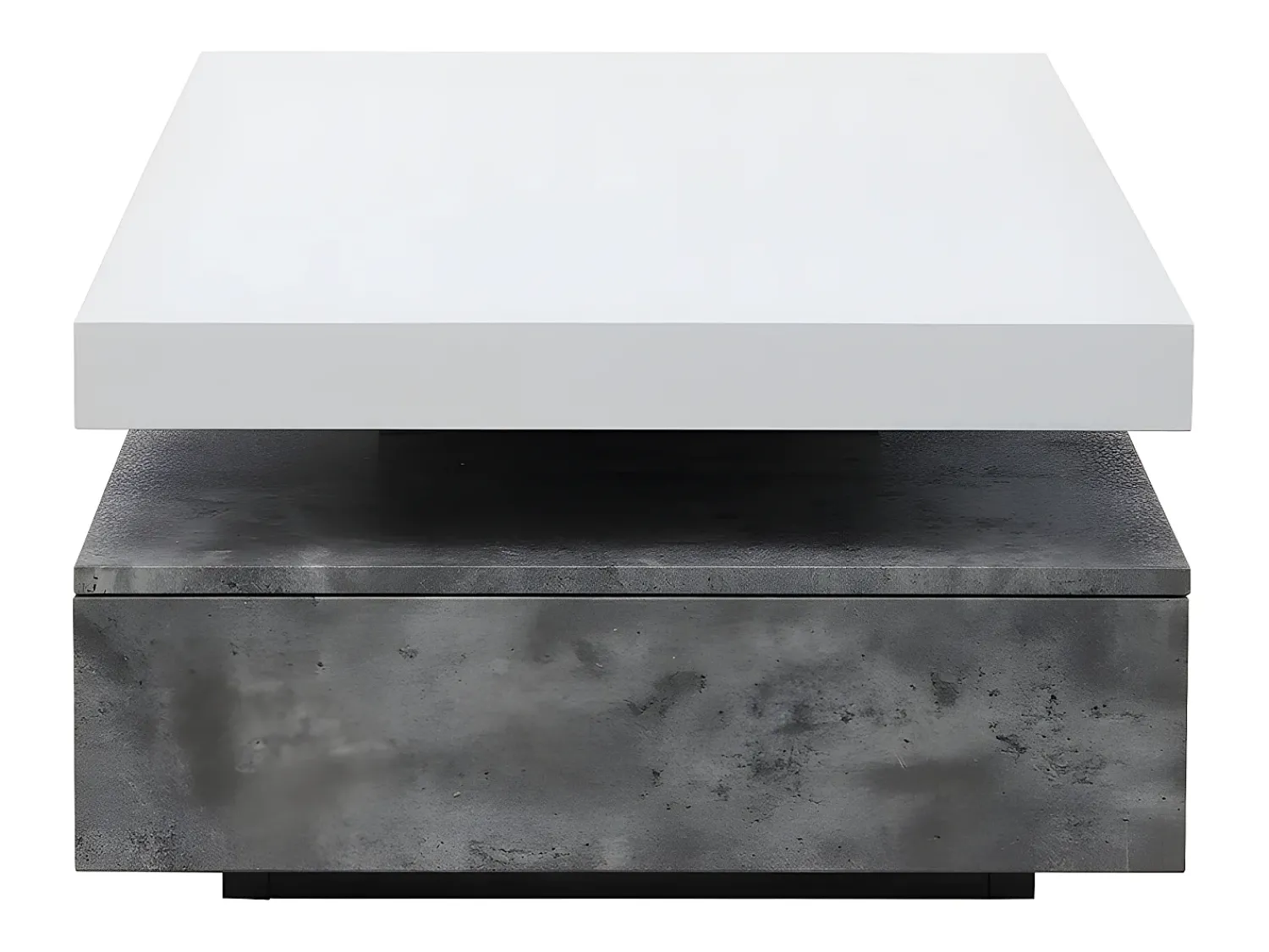 Sale Vente-unique Mesa de centro - 2 gavetas - MDF - Cor: cinza cimento e lacado a branco. FELIX Cinzento / Branco