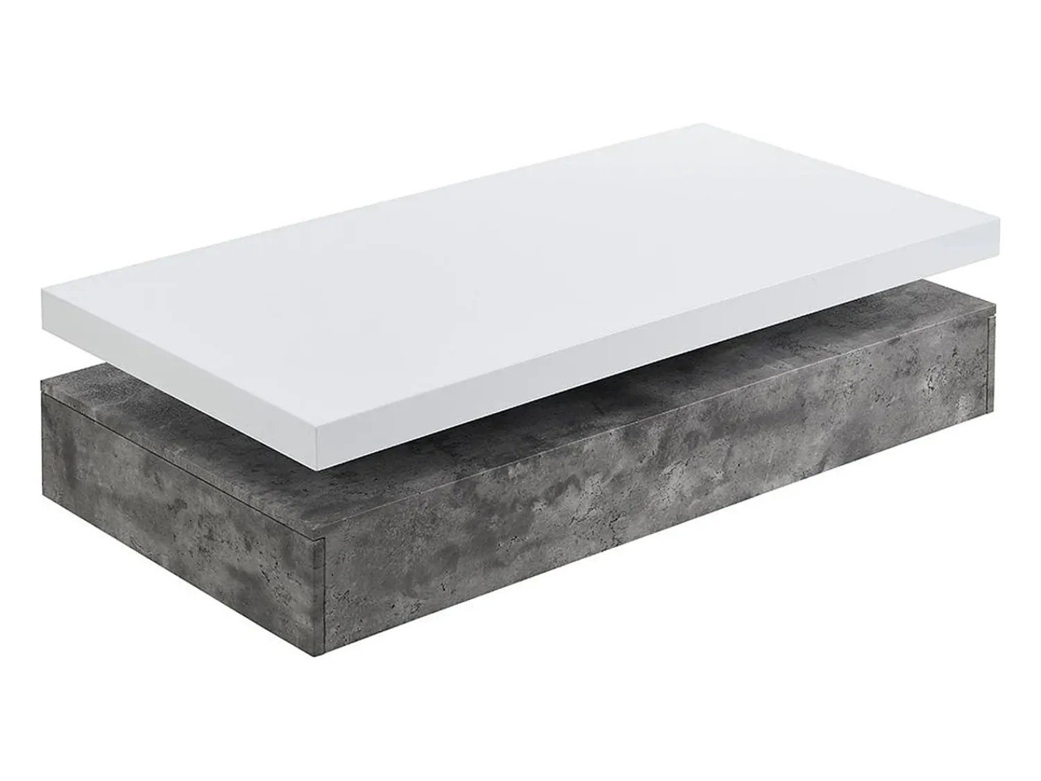 Sale Vente-unique Mesa de centro - 2 gavetas - MDF - Cor: cinza cimento e lacado a branco. FELIX Cinzento / Branco