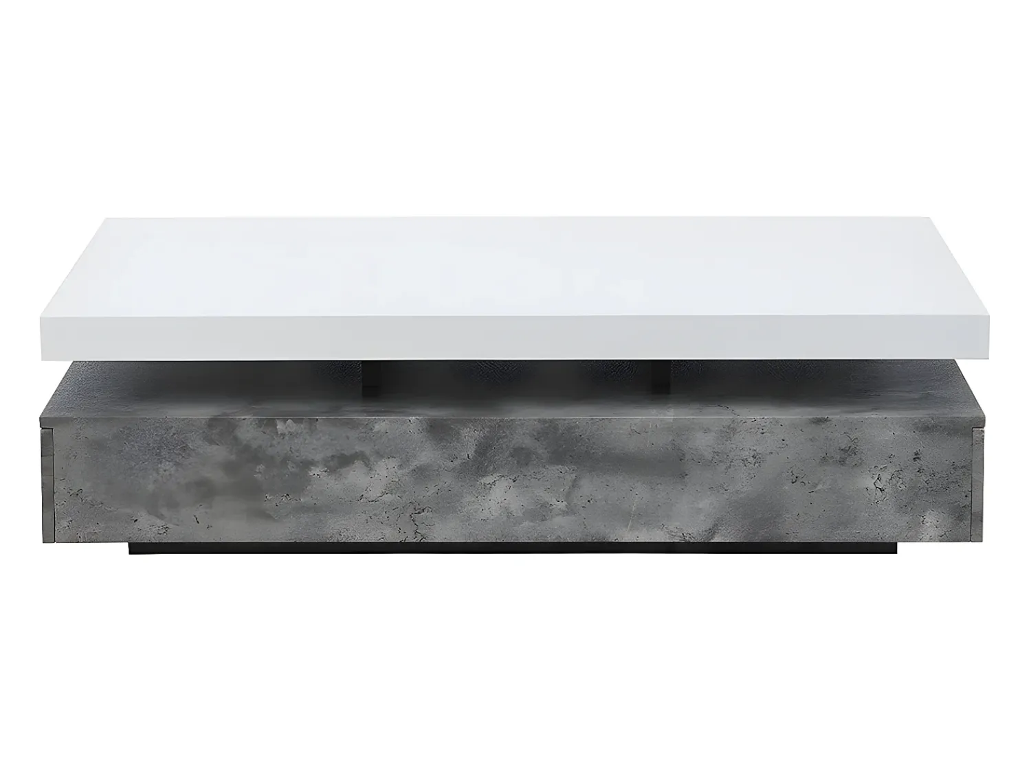Sale Vente-unique Mesa de centro - 2 gavetas - MDF - Cor: cinza cimento e lacado a branco. FELIX Cinzento / Branco