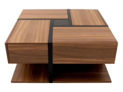 New ModernLuxe Mesa de centro - 4 gavetas - espaço de arrumação na parte inferior - 78x78x36cm - Natural Natural escuro