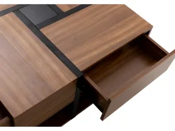 New ModernLuxe Mesa de centro - 4 gavetas - espaço de arrumação na parte inferior - 78x78x36cm - Natural Natural escuro