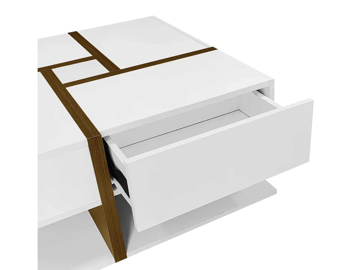 Mesa De Centro|ModernLuxe Mesa de centro - 4 gavetas - espaço de arrumação na parte inferior - 78x78x36cm - Branco e Castanho Castanho / Branco