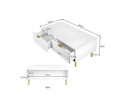 Mesa De Centro*ModernLuxe Mesa de centro - 2 gavetas - desenho vertical listrado - Branco