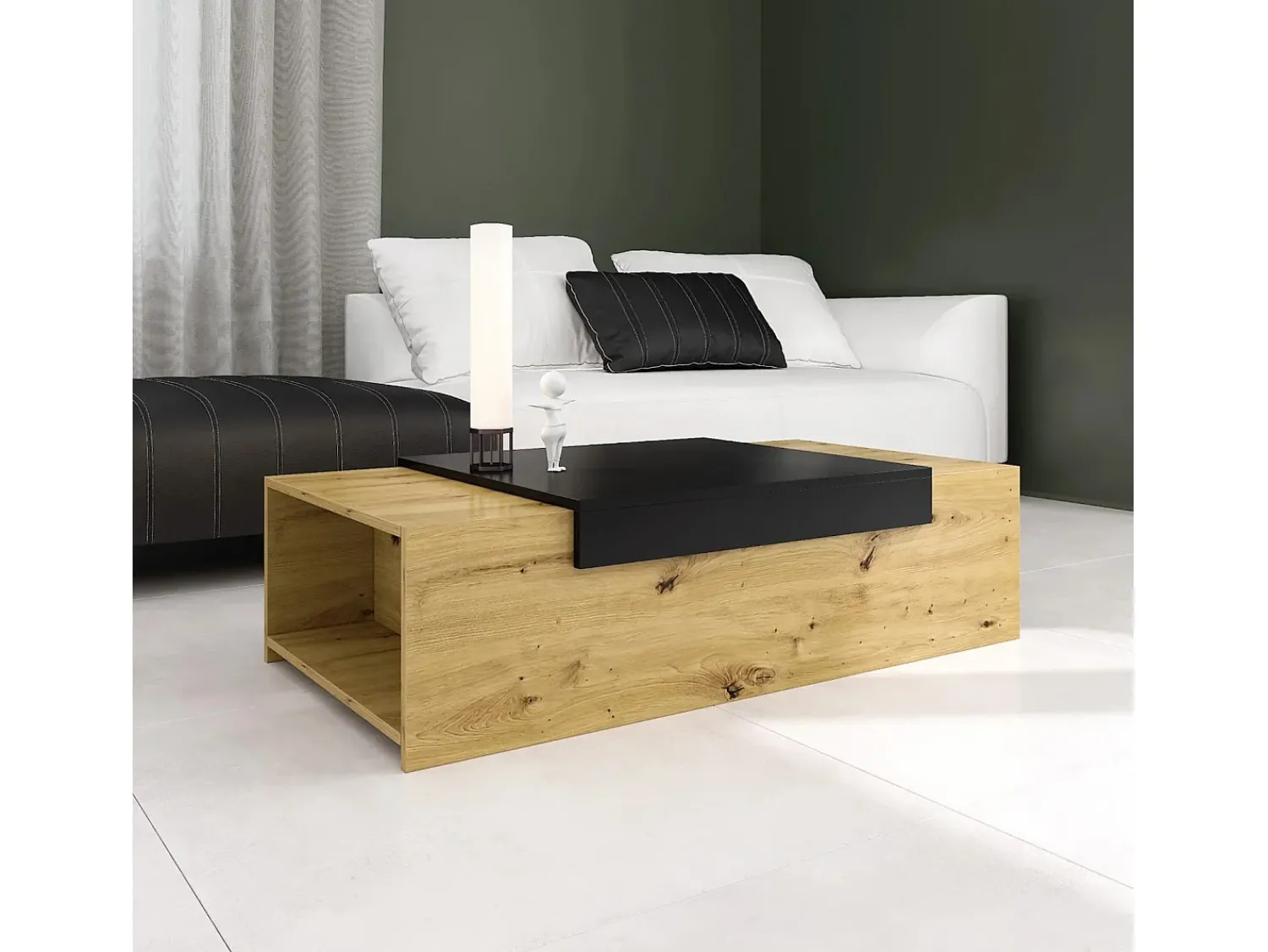 Mesa De Centro|Casa Vital Mesa de centro - aglomerado - carvalho e preto - TRAGI Multicor