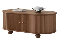 ModernLuxe Mesa de centro 100×50×40 cm - com 2 portas de correr - compartimento de armazenamento - marrom^ Mesa De Centro