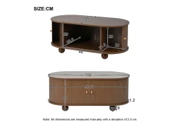 ModernLuxe Mesa de centro 100×50×40 cm - com 2 portas de correr - compartimento de armazenamento - marrom^ Mesa De Centro