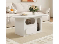 Discount ModernLuxe Mesa de centro 97×45×43,5 cm - com compartimento de armazenamento aberto - com 1 gaveta - Branco