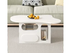 Discount ModernLuxe Mesa de centro 97×45×43,5 cm - com compartimento de armazenamento aberto - com 1 gaveta - Branco