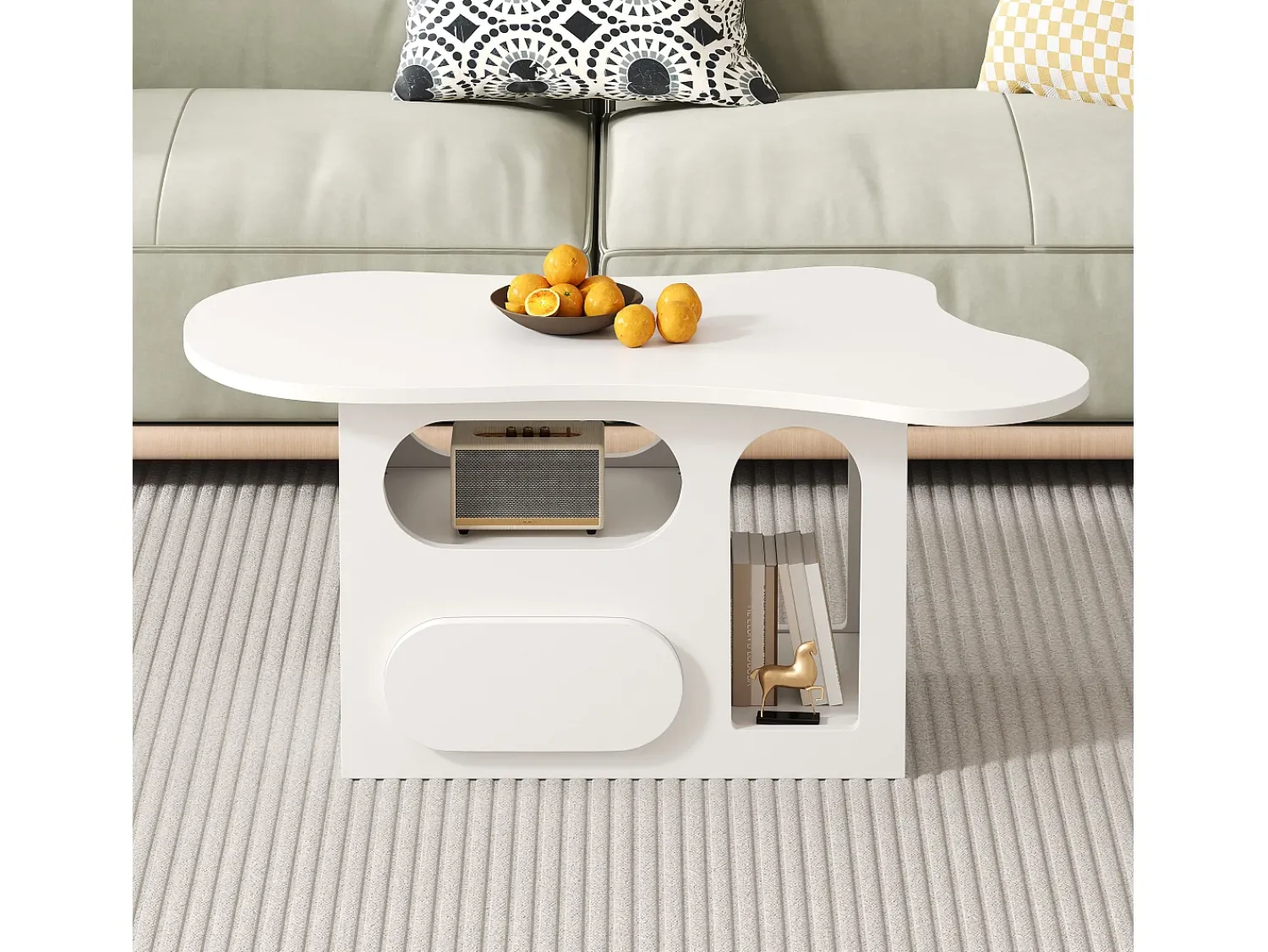 Discount ModernLuxe Mesa de centro 97×45×43,5 cm - com compartimento de armazenamento aberto - com 1 gaveta - Branco