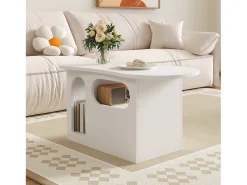 Discount ModernLuxe Mesa de centro 97×45×43,5 cm - com compartimento de armazenamento aberto - com 1 gaveta - Branco