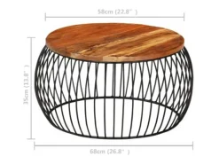 vidaxl Mesa de centro Ø68 cm madeira recuperada maciça^ Mesa De Centro