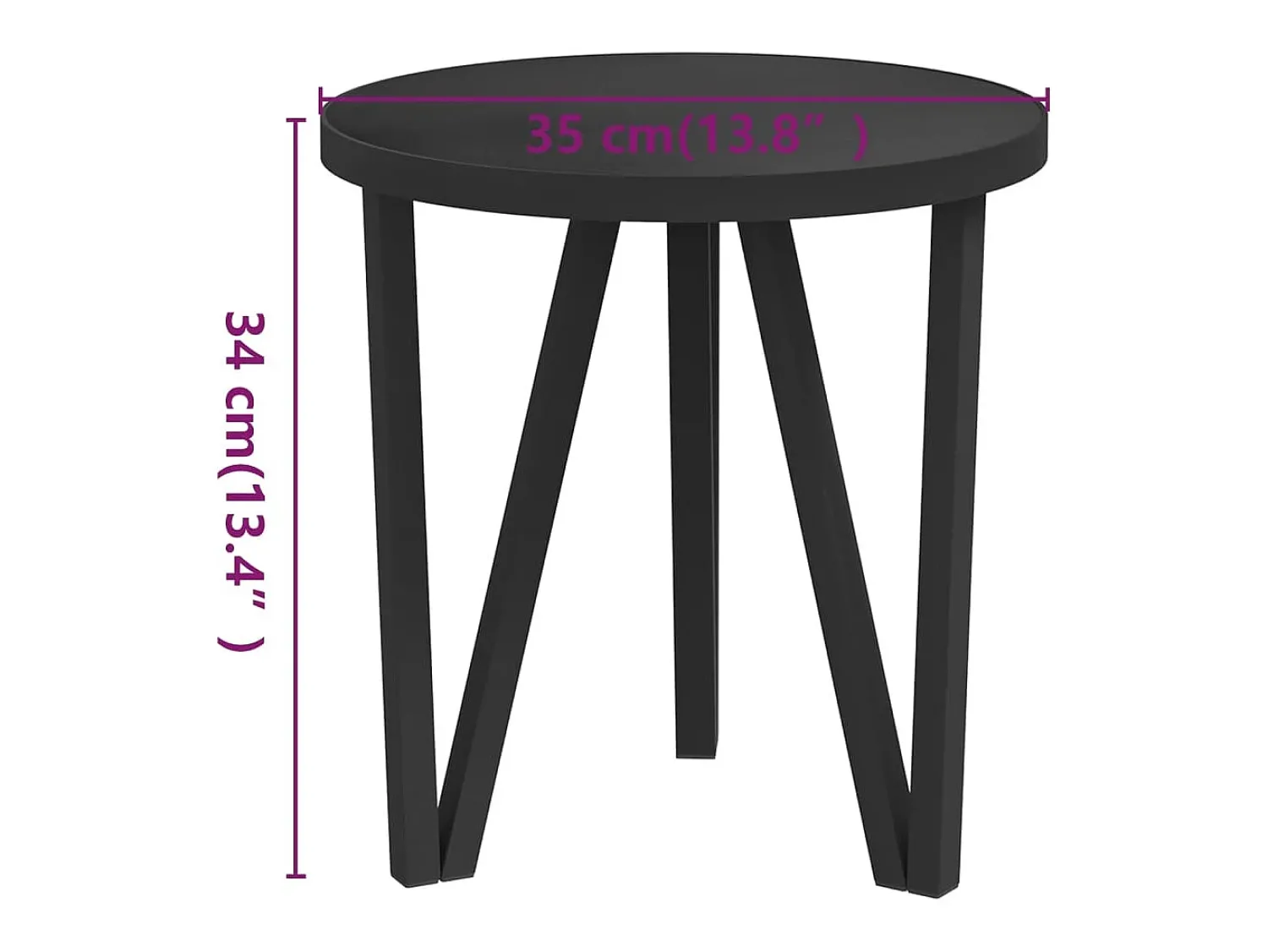 New Mesa de centro Ø35 cm MDF PT723350 Preto