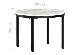 Mesa De Centro*vidaxl Mesa de centro Ø50 cm mármore genuína maciça e preto Branco