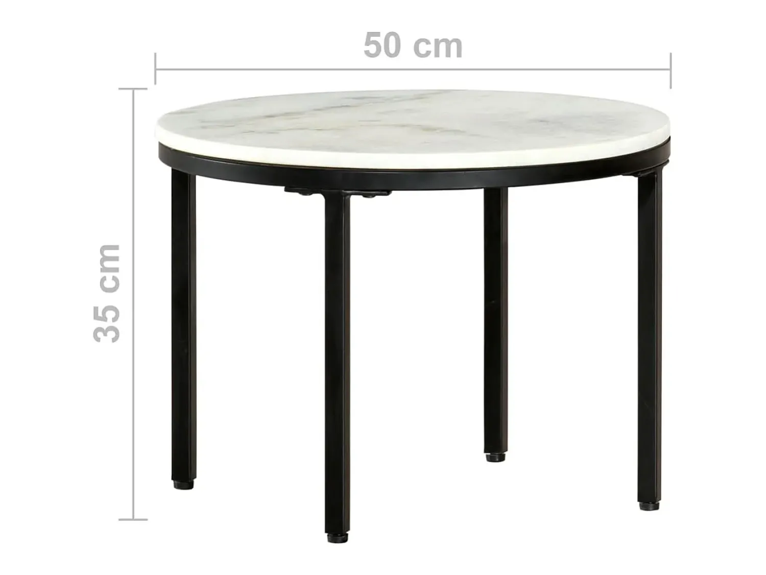 Mesa De Centro*vidaxl Mesa de centro Ø50 cm mármore genuína maciça e preto Branco