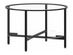 Best vidaxl Mesa de centro 70 cm vidro temperado e transparente Preto